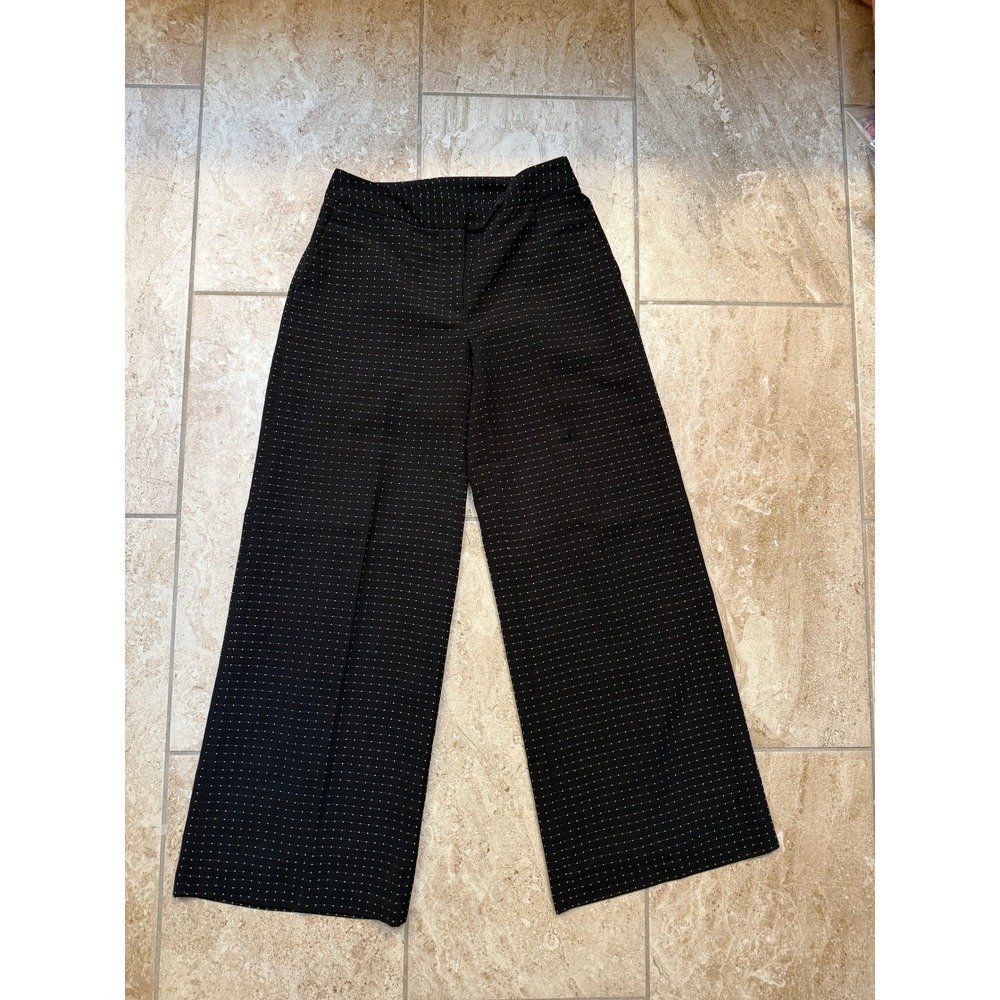 Spiegel Womens 2P Black White Micro Dot Wide Leg Dress Pants Trousers Y5311